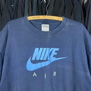 Vintage Y2K center swoosh silver tag Nike Air‎ tee with blue logo nike Size XXL